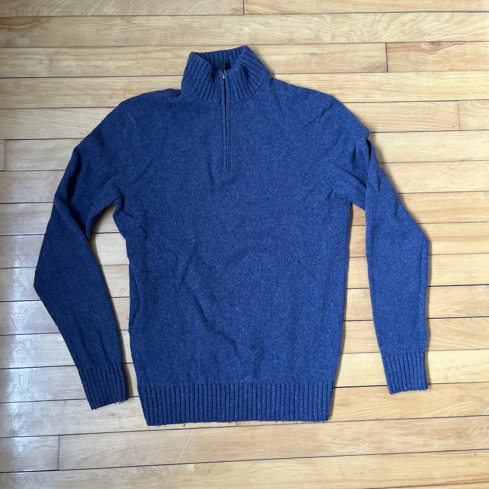 Black Brown 1826 Mens Navy Blue Lambswool Blend Quarter Zip Sweater Size M